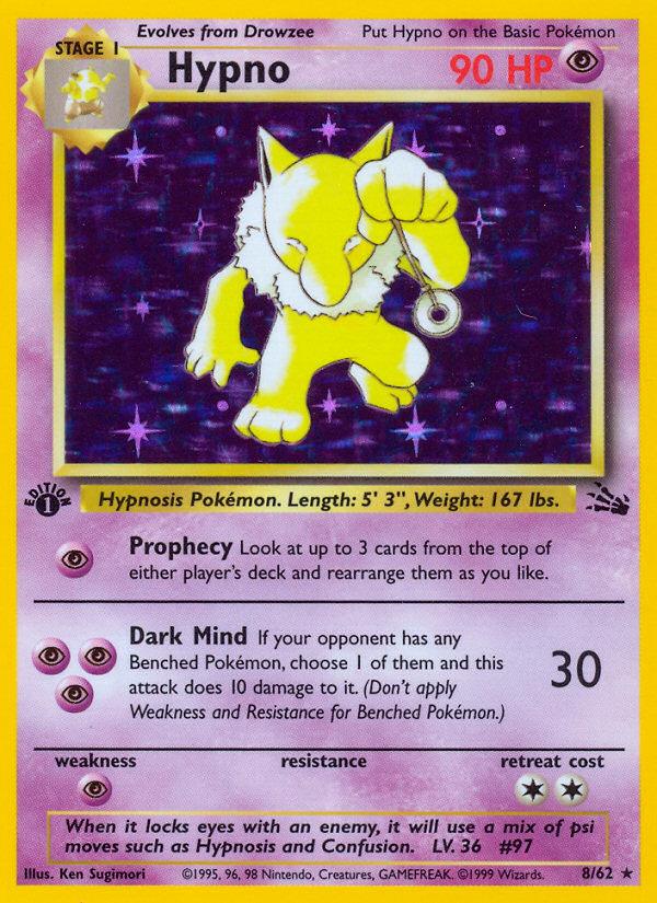 Pokémon-kaart Hypno 8/62 Holo Rare uit de set Fossil Hoofdafbeelding