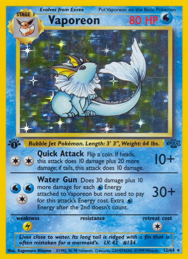 Pokémon-kaart Vaporeon 12/64 Holo Rare uit de set Jungle Hoofdafbeelding