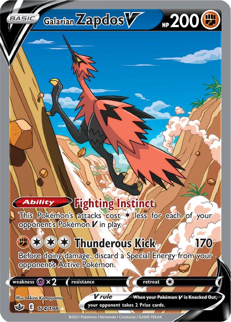 Pokémon-kaart Galarian Zapdos V 174/198 Ultra Rare uit de set Chilling Reign