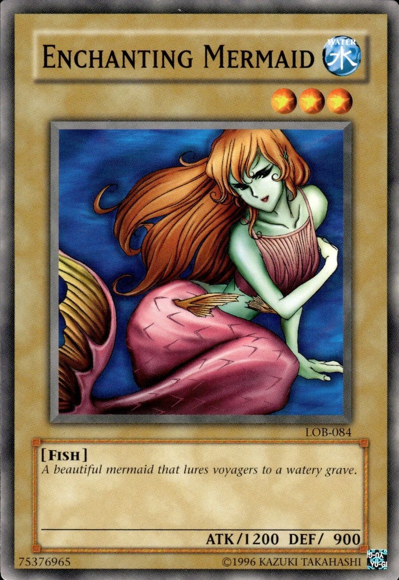 Yu-Gi-Oh!-kaart Enchanting Mermaid LOB-084 Common uit Legend of Blue Eyes White Dragon