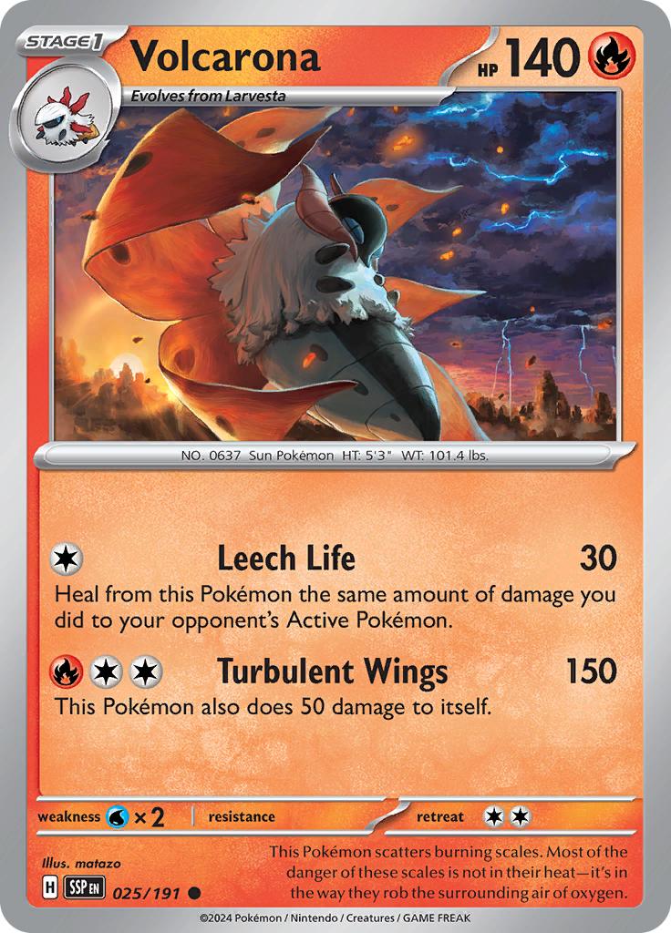 Pokémon-kaart Volcarona 025/191 Common uit de set Surging Sparks