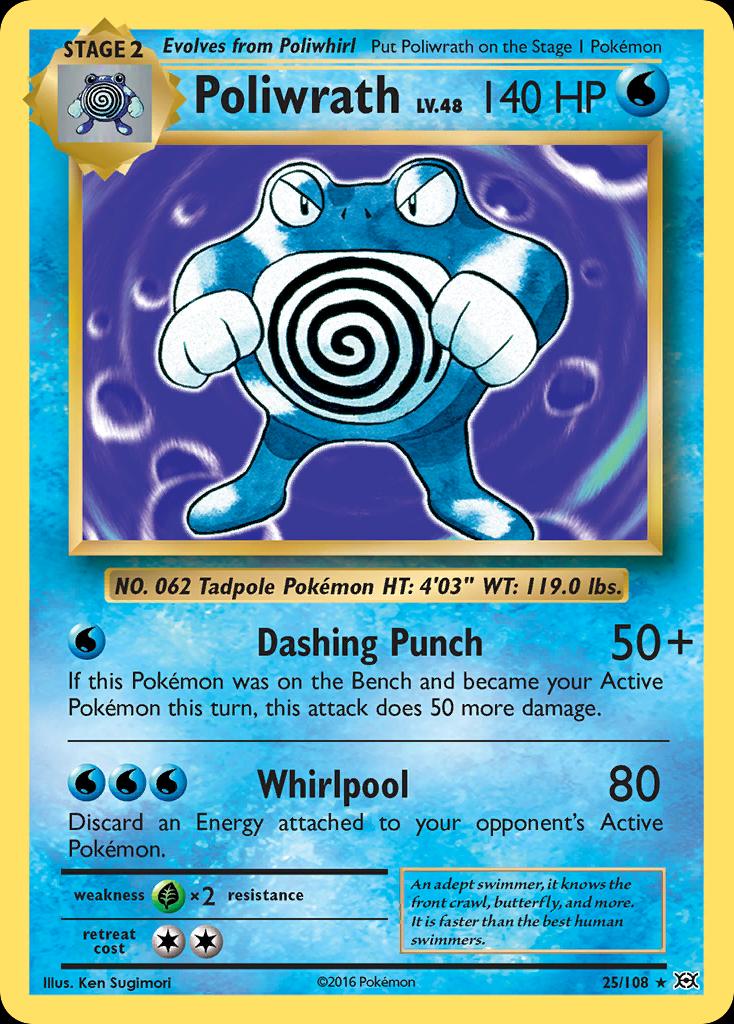 Pokémon-kaart Poliwrath 25/108 Holo Rare uit de set Evolutions Image principale du produit