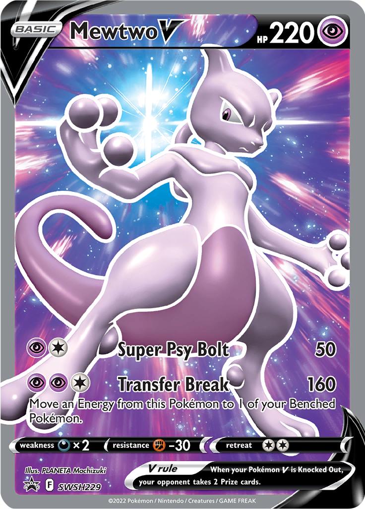 Pokémon-kaart Mewtwo V SWSH229 Promo uit de set SWSH Black Star Promos