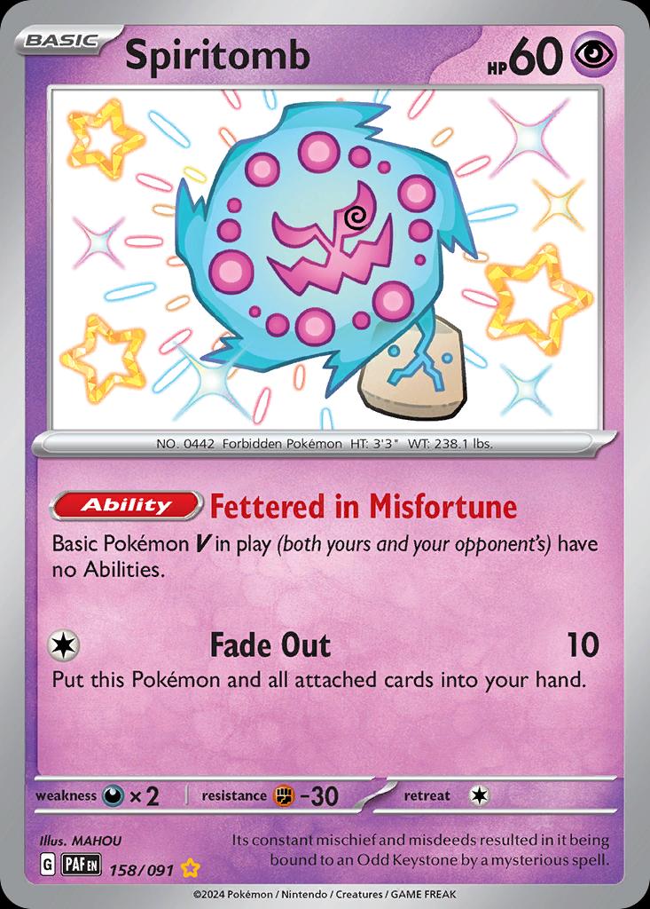 Pokémon-kaart Spiritomb 158/91 Shiny Rare uit de set Paldean Fates Hauptbild