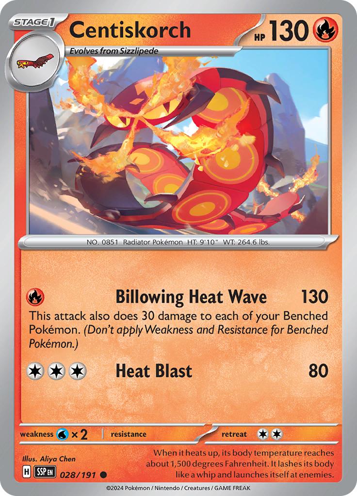 Pokémon-kaart Centiskorch 028/191 Common uit de set Surging Sparks
