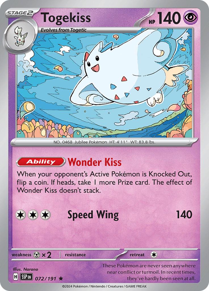 Pokémon-kaart Togekiss 072/191 Rare uit de set Surging Sparks