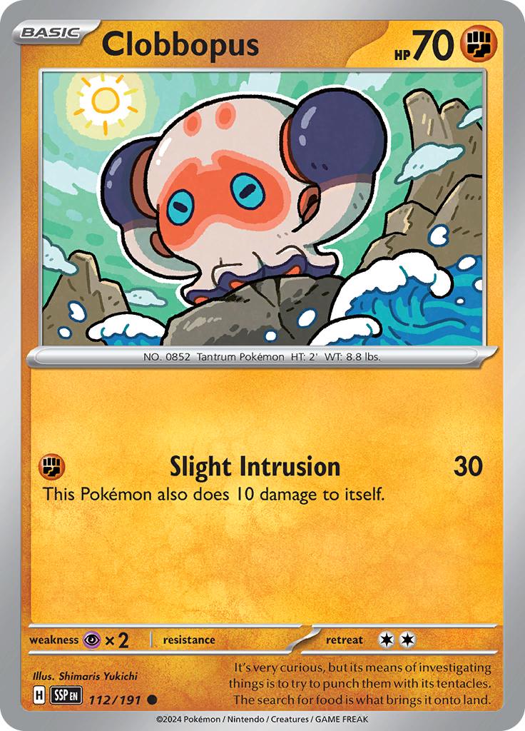 Pokémon-kaart Clobbopus 112/191 Common uit de set Surging Sparks Imagen principal del producto