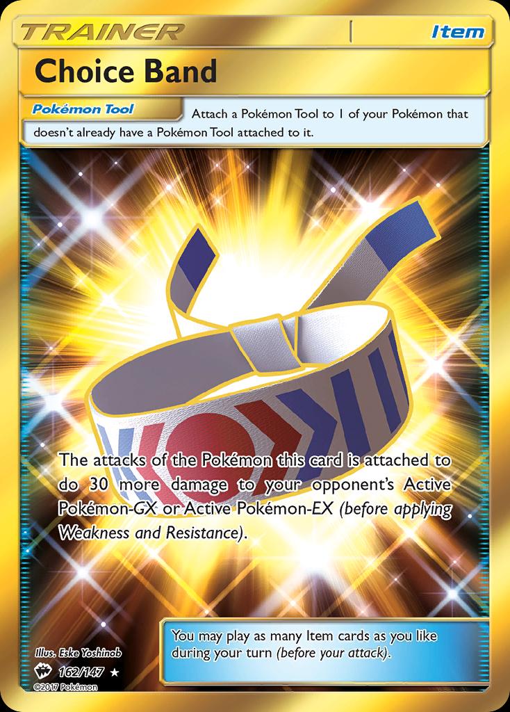Pokémon-kaart Choice Band 162/147 Secret Rare uit de set Burning Shadows