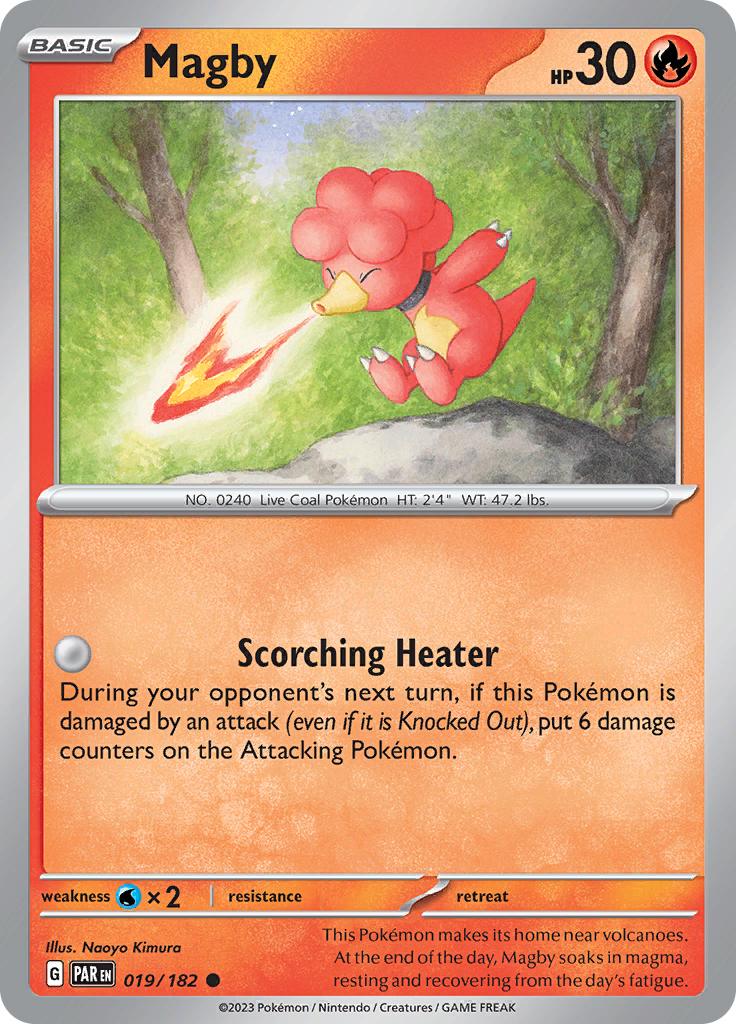 Pokémon-kaart Magby 019/182 Common uit de set Paradox Rift