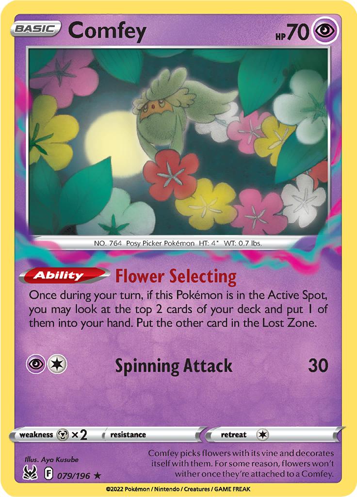 Pokémon-kaart Comfey 079/196 Rare uit de set Lost Origin