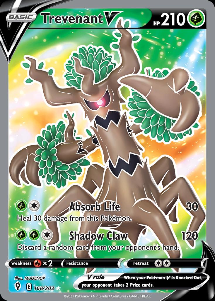 Pokémon-kaart Trevenant V 168/203 Ultra Rare uit de set Evolving Skies