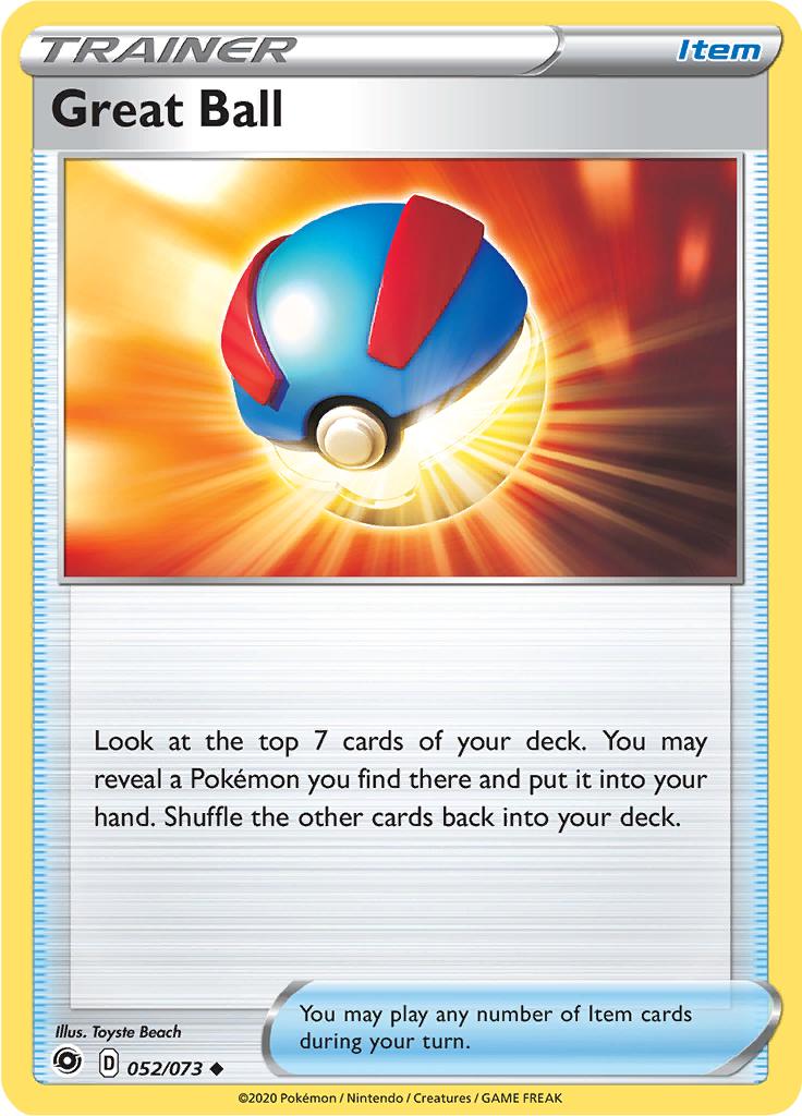 Pokémon-kaart Great Ball 052/073 Uncommon uit de set Champion's Path Imagen principal del producto