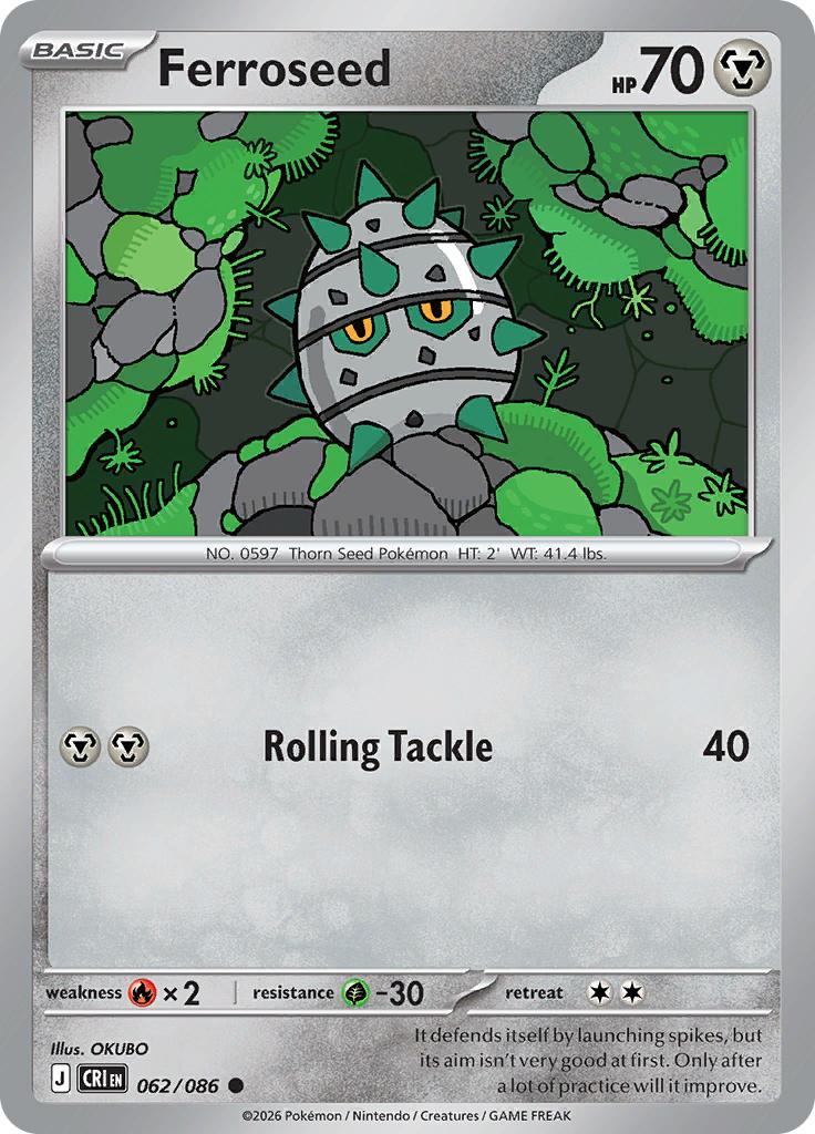 Pokémon-kaart Ferroseed 062/086 Common uit de set Chaos Rising