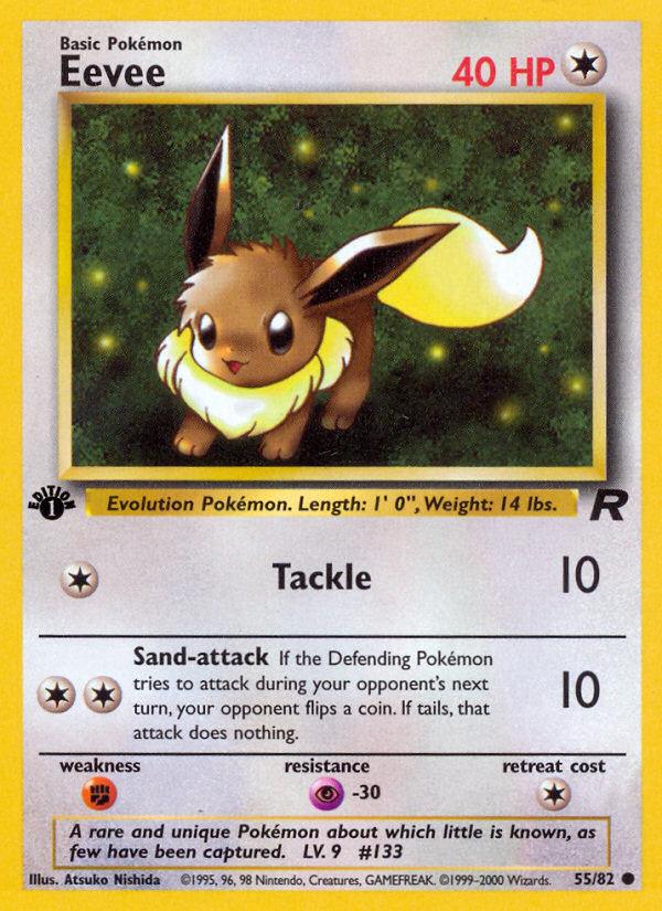 Pokémon-kaart Eevee 55/82 Common uit de set Team Rocket Hoofdafbeelding