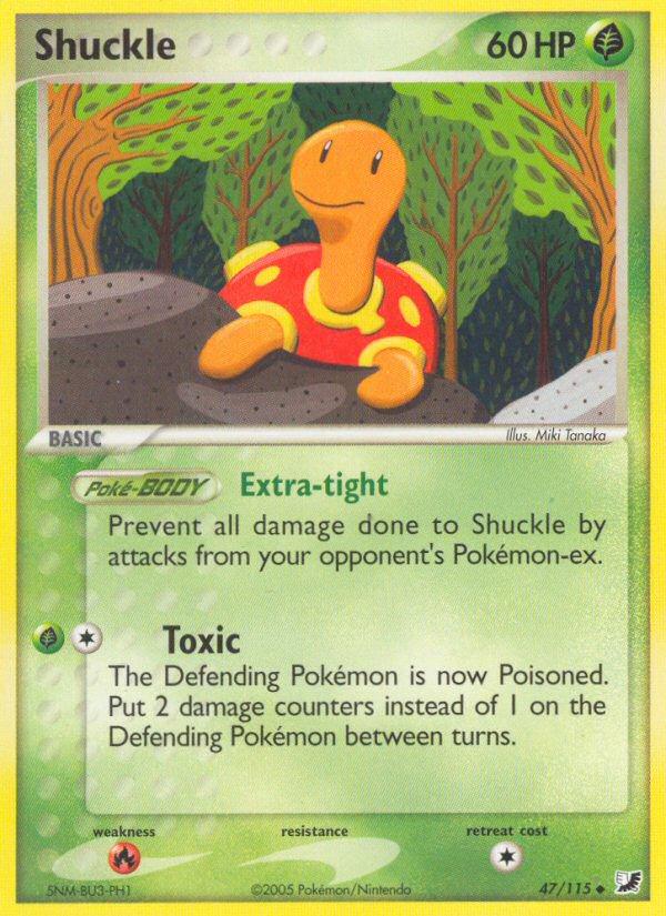 Pokémon-kaart Shuckle 47/115 Uncommon uit de set EX Unseen Forces Image principale du produit