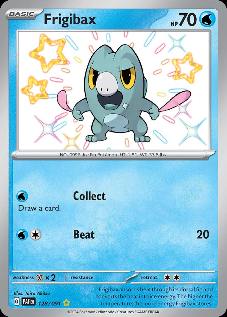 Pokémon-kaart Frigibax 128/91 Shiny Rare uit de set Paldean Fates