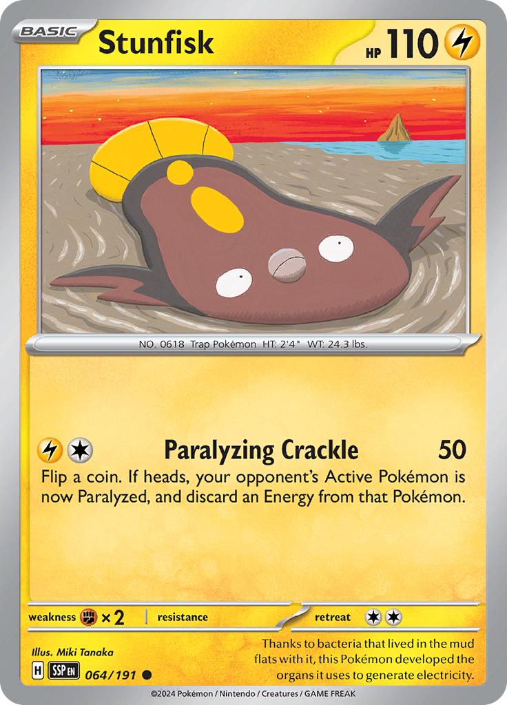 Pokémon-kaart Stunfisk 064/191 Common uit de set Surging Sparks