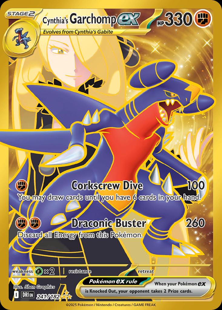 Pokémon-kaart Cynthia's Garchomp ex 241/182 Secret Rare uit de set Destined Rivals Hoofdafbeelding