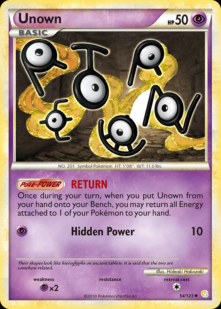 Pokémon-kaart Unown 54/123 Uncommon uit de set HeartGold & SoulSilver Image principale du produit