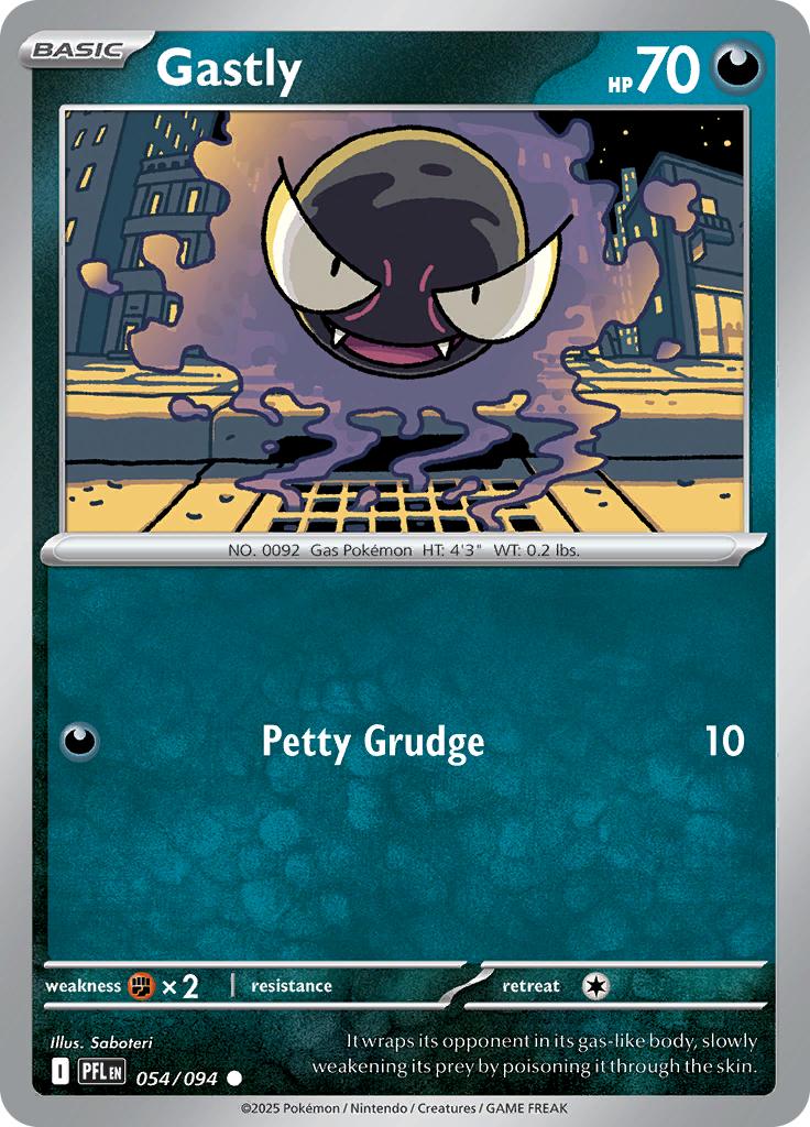 Pokémon-kaart Gastly 054/094 Common uit de set Phantasmal Flames