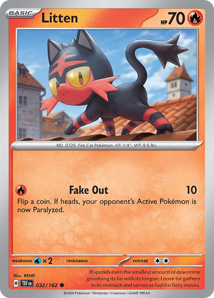 Pokémon-kaart Litten 032/162 Common uit de set Temporal Forces
