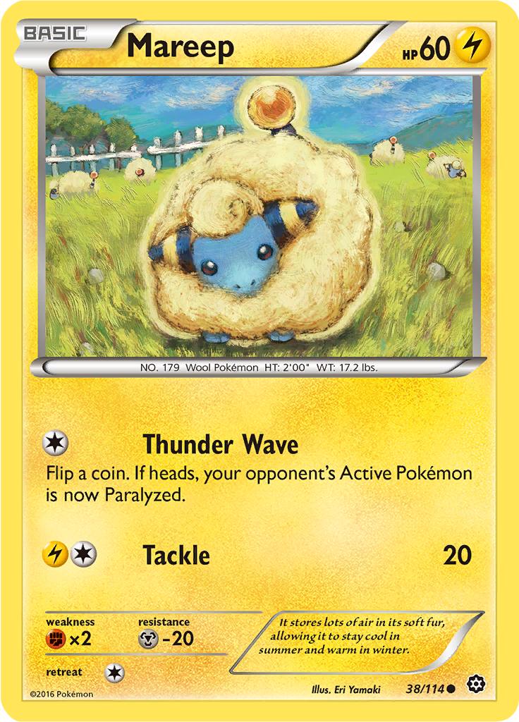 Pokémon-kaart Mareep 38/114 Common uit de set Steam Siege Hoofdafbeelding