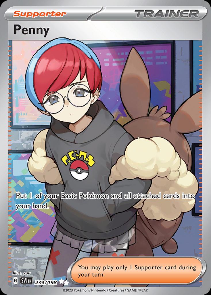 Pokémon-kaart Penny 239/198 Ultra Rare uit de set Scarlet & Violet Hoofdafbeelding