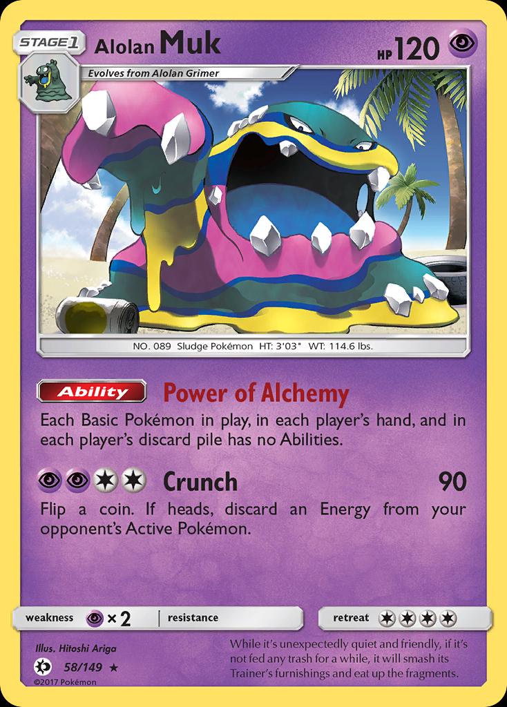 Pokémon-kaart Alolan Muk 58/149 Holo Rare uit de set Sun & Moon