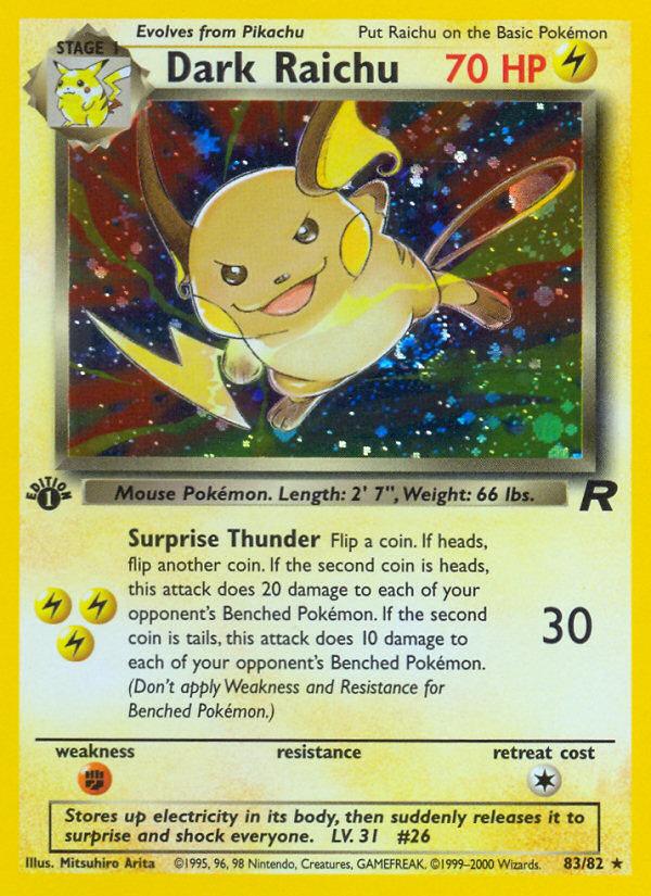 Pokémon-kaart Dark Raichu 83/82 Holo Rare uit de set Team Rocket Hoofdafbeelding