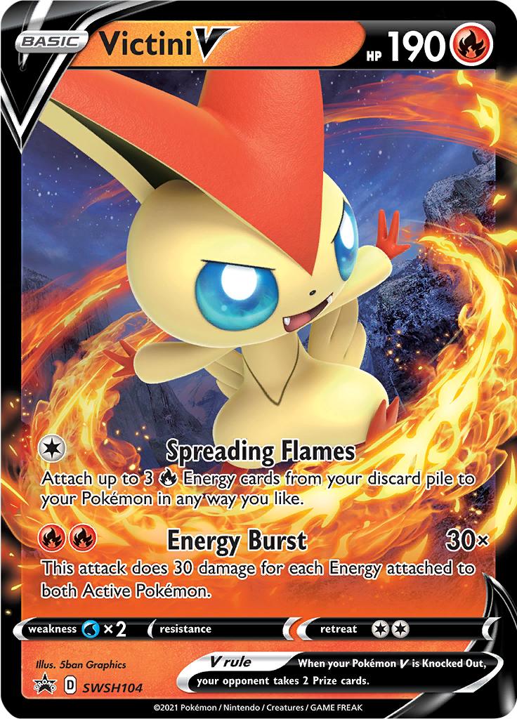 Pokémon-kaart Victini V SWSH104 Promo uit de set SWSH Black Star Promos