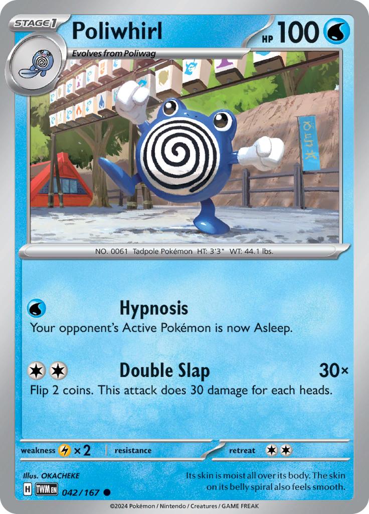 Pokémon-kaart Poliwhirl 042/167 Common uit de set Twilight Masquerade Hoofdafbeelding