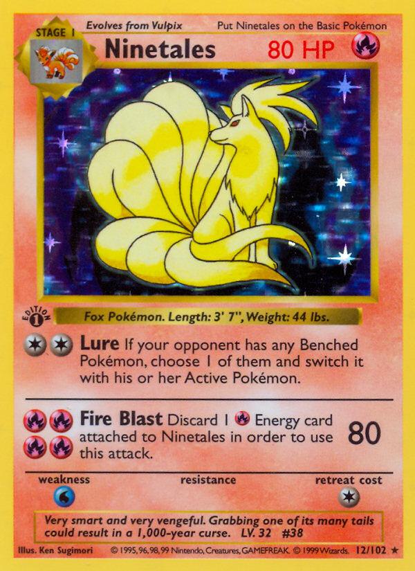Pokémon-kaart Ninetales 12/102 Holo Rare uit de set Base Set
