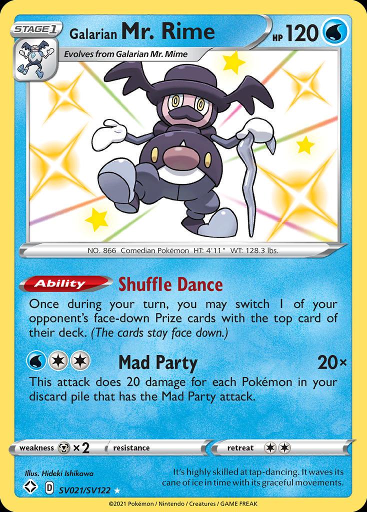 Pokémon-kaart Galarian Mr. Rime SV021/SV122 Secret Rare uit de set Shining Fates Image principale du produit