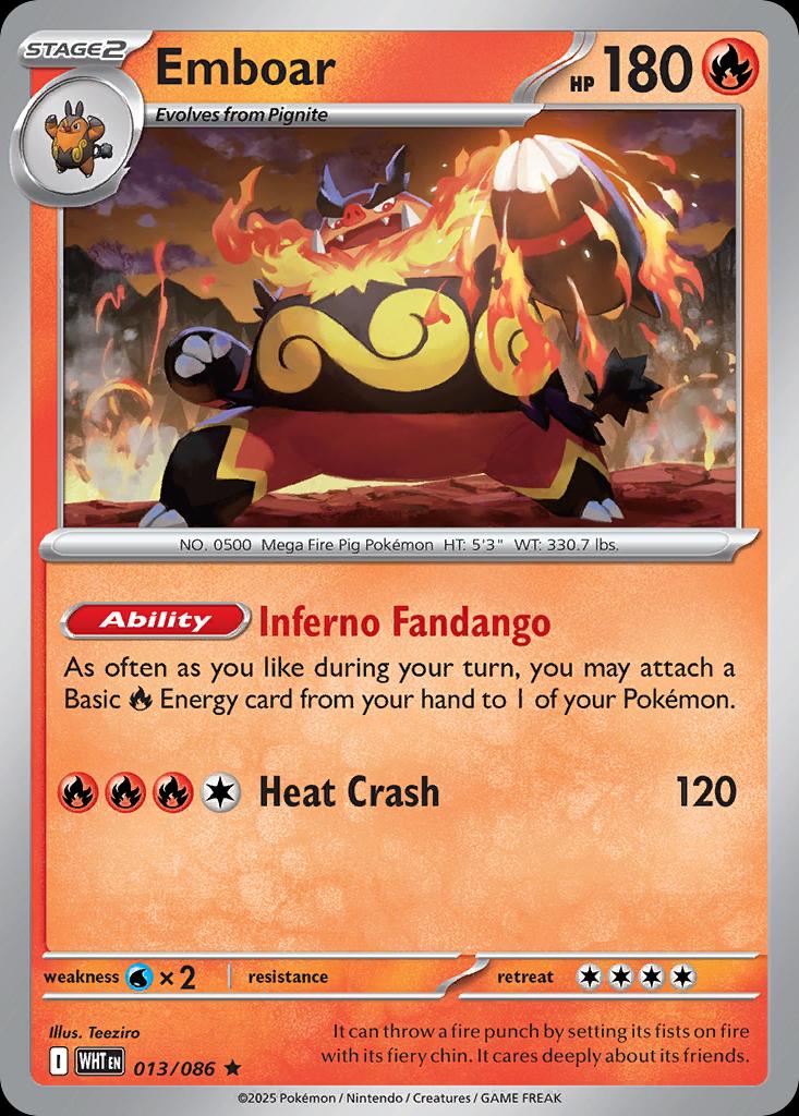 Pokémon-kaart Emboar 13/86 Rare uit de set White Flare