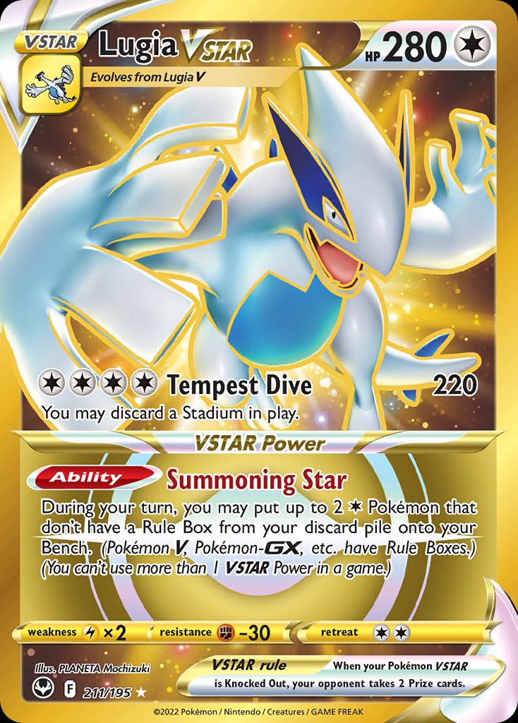 Pokémon-kaart Lugia VSTAR 211/195 Secret Rare uit de set Silver Tempest