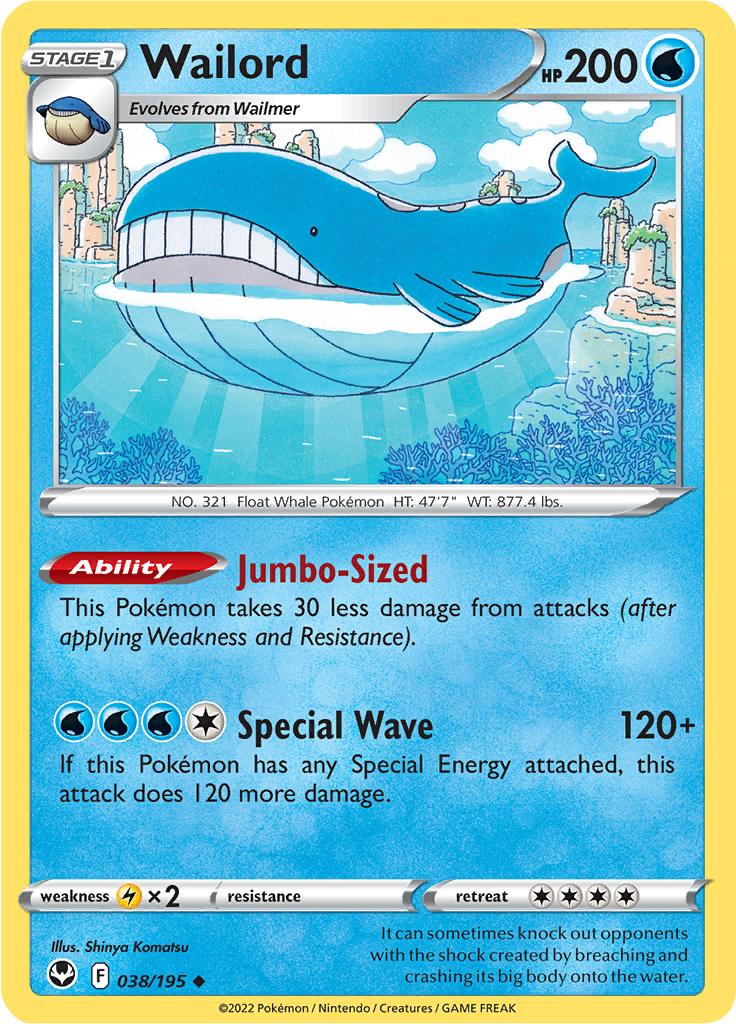 Pokémon-kaart Wailord 038/195 Uncommon uit de set Silver Tempest Hoofdafbeelding