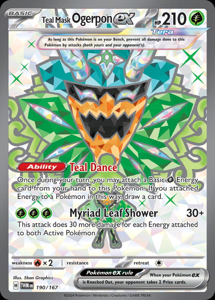 Pokémon-kaart Teal Mask Ogerpon ex 190/167 Ultra Rare uit de set Twilight Masquerade