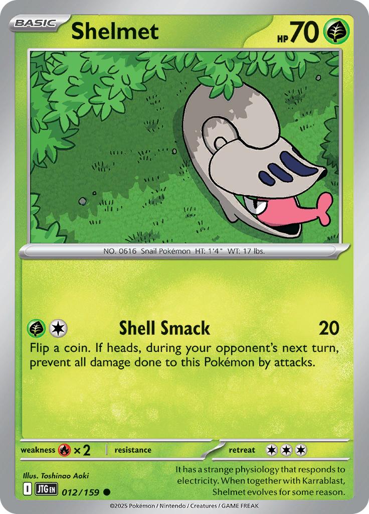 Pokémon-kaart Shelmet 012/159 Common uit de set Journey Together Hoofdafbeelding