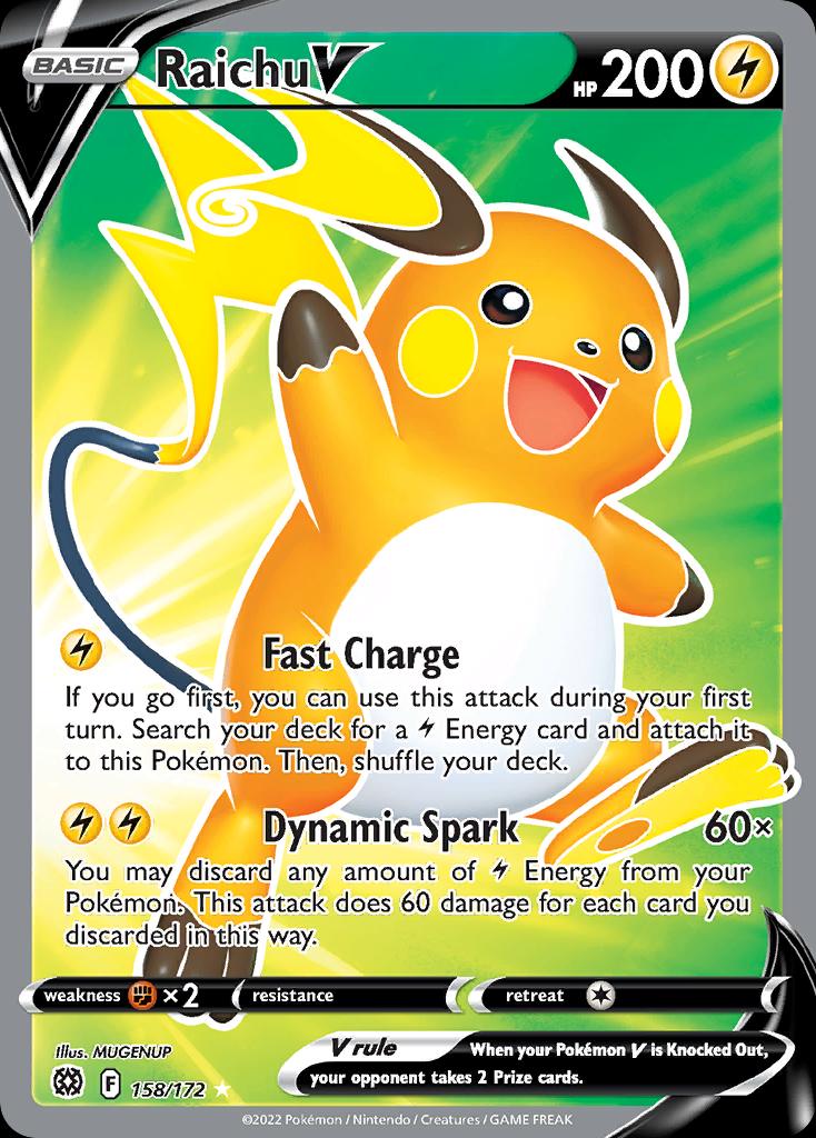 Pokémon-kaart Raichu V 158/172 Ultra Rare uit de set Brilliant Stars