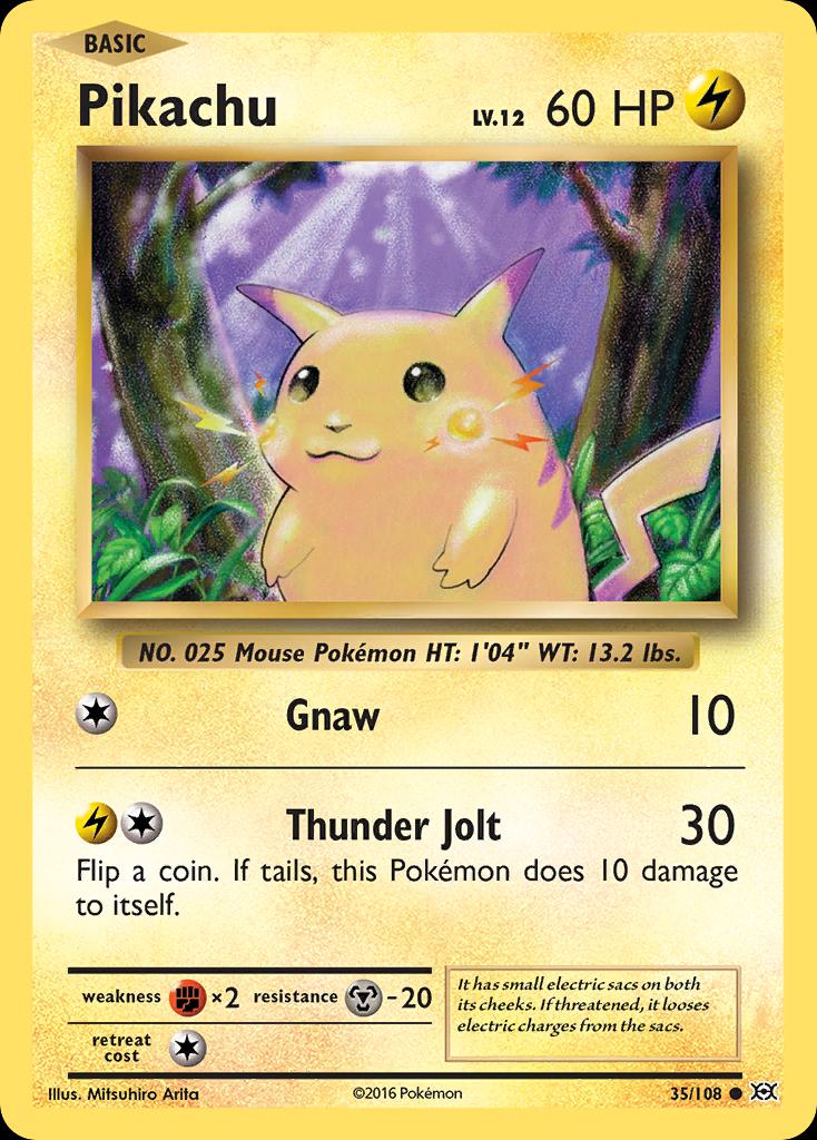 Pokémon-kaart Pikachu 35/108 Common uit de set Evolutions Imagen principal del producto