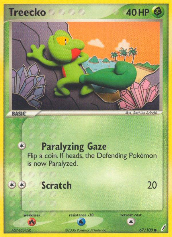 Pokémon-kaart Treecko 67/100 Common uit de set EX Crystal Guardians Image principale du produit