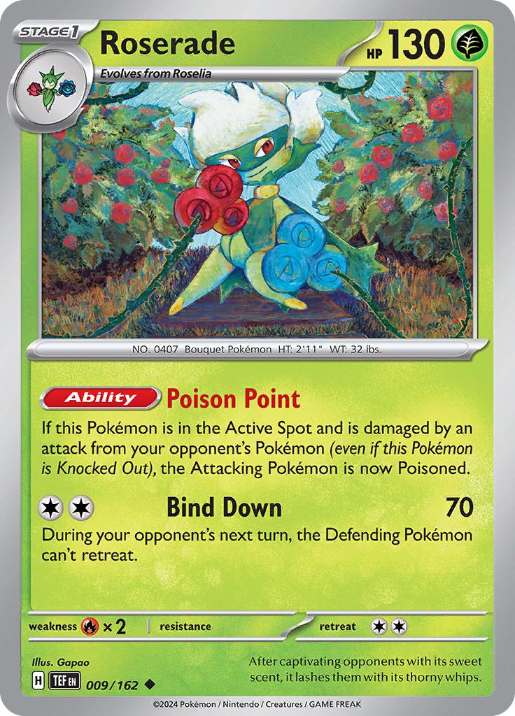 Pokémon-kaart Roserade 009/162 Uncommon uit de set Temporal Forces