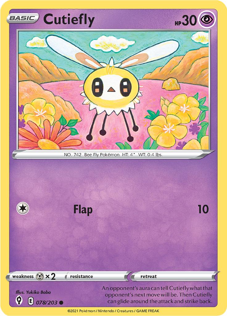 Pokémon-kaart Cutiefly 078/203 Common uit de set Evolving Skies