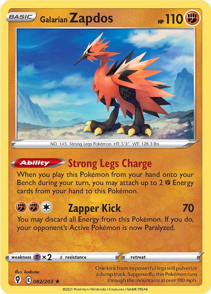 Pokémon-kaart Galarian Zapdos 082/203 Holo Rare uit de set Evolving Skies Image principale du produit
