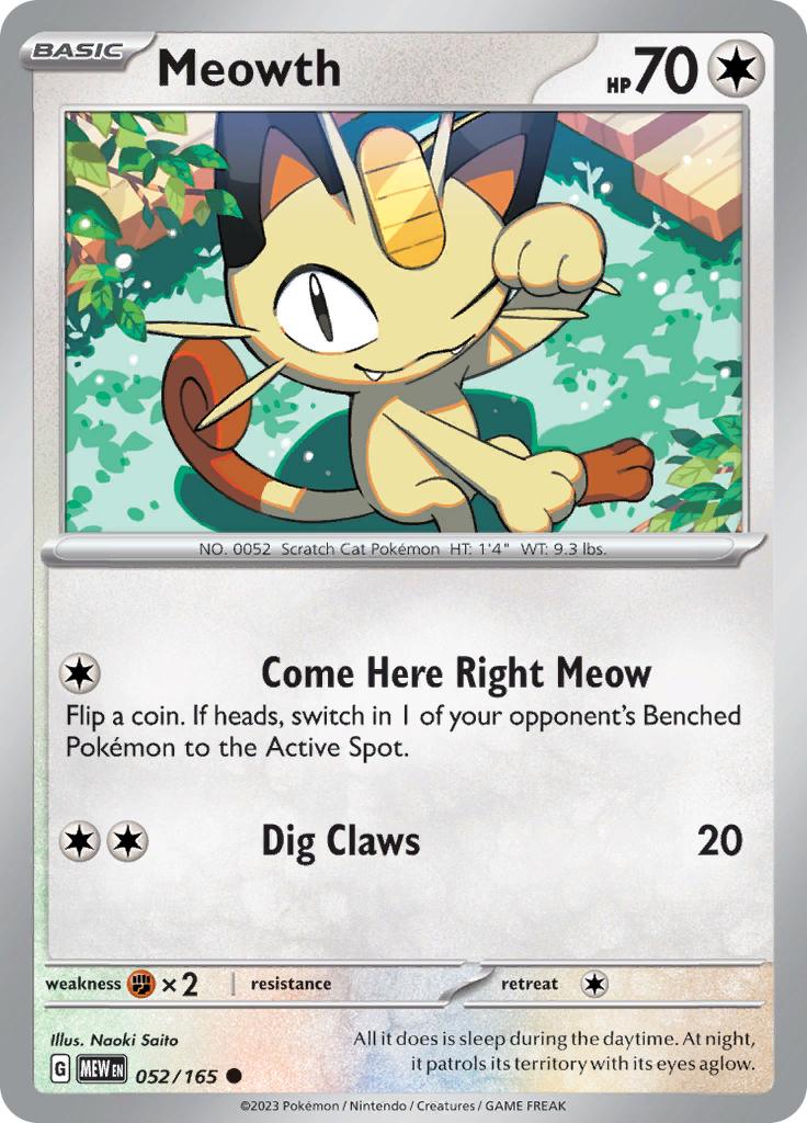 Pokémon-kaart Meowth 052/165 Common uit de set 151 Imagen principal del producto