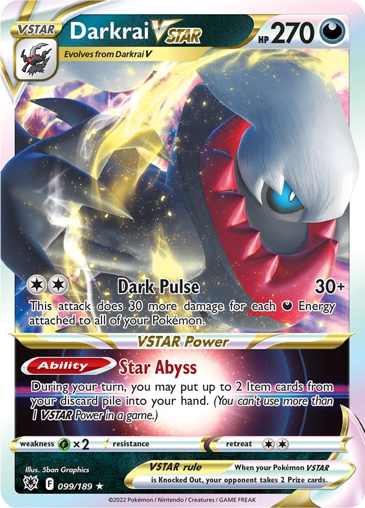 Pokémon-kaart Darkrai VSTAR 099/189 Ultra Rare uit de set Astral Radiance