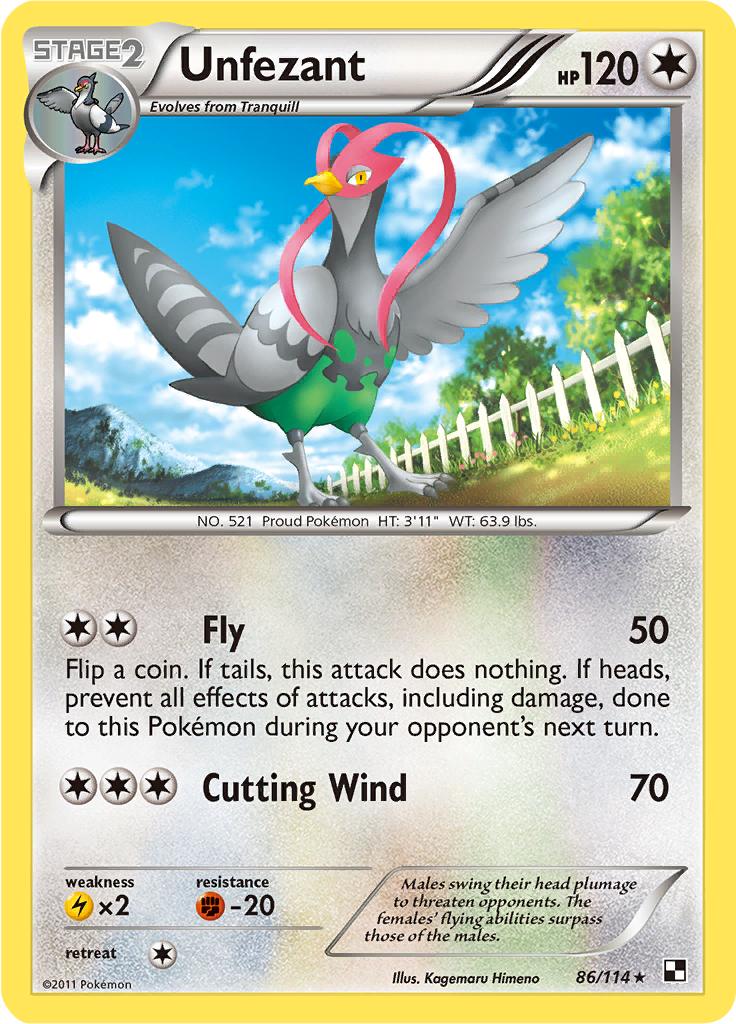 Pokémon-kaart Unfezant 86/114 Rare uit de set Black & White Hauptbild
