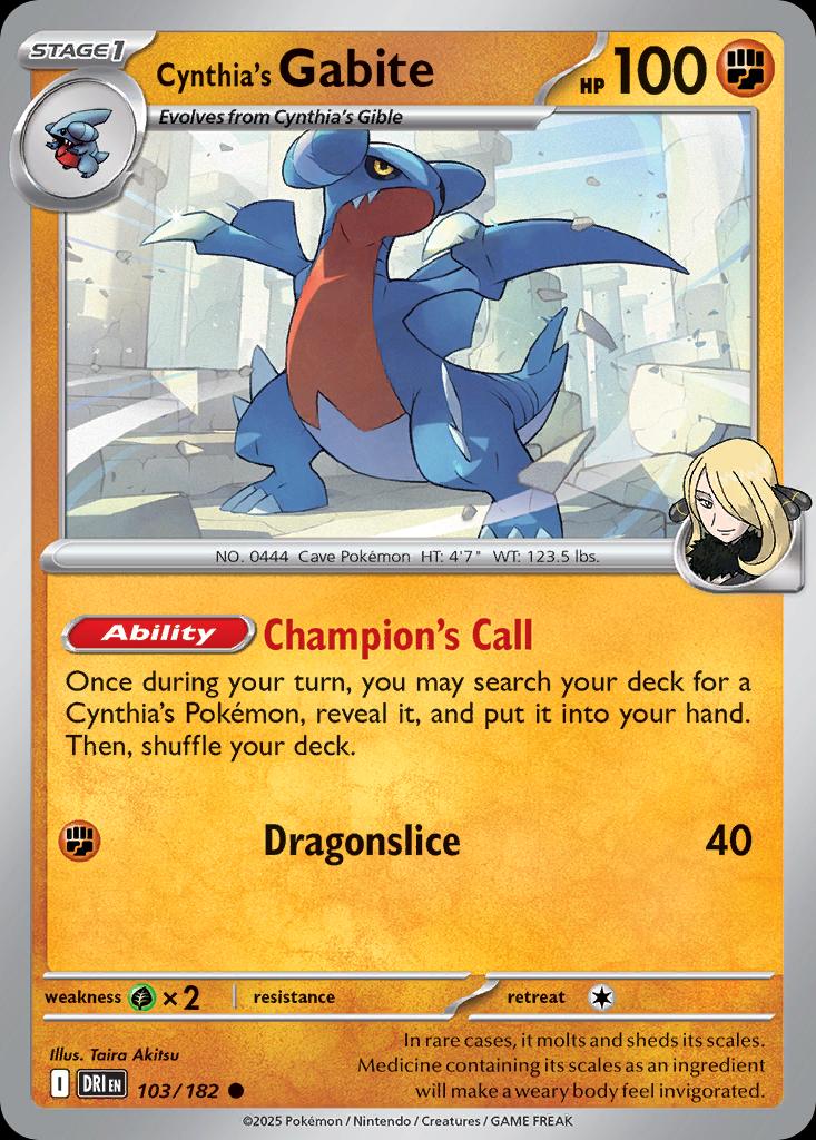 Pokémon-kaart Cynthia's Gabite 103/182 uit de set Destined Rivals Image principale du produit
