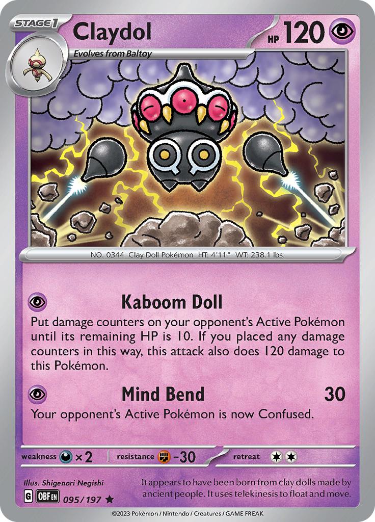 Pokémon-kaart Claydol 095/197 Rare uit de set Obsidian Flames