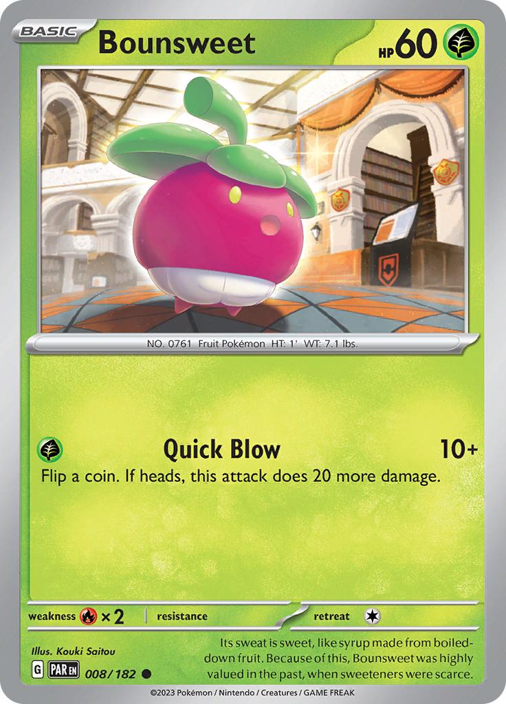 Pokémon-kaart Bounsweet 008/182 Common uit de set Paradox Rift Hauptbild